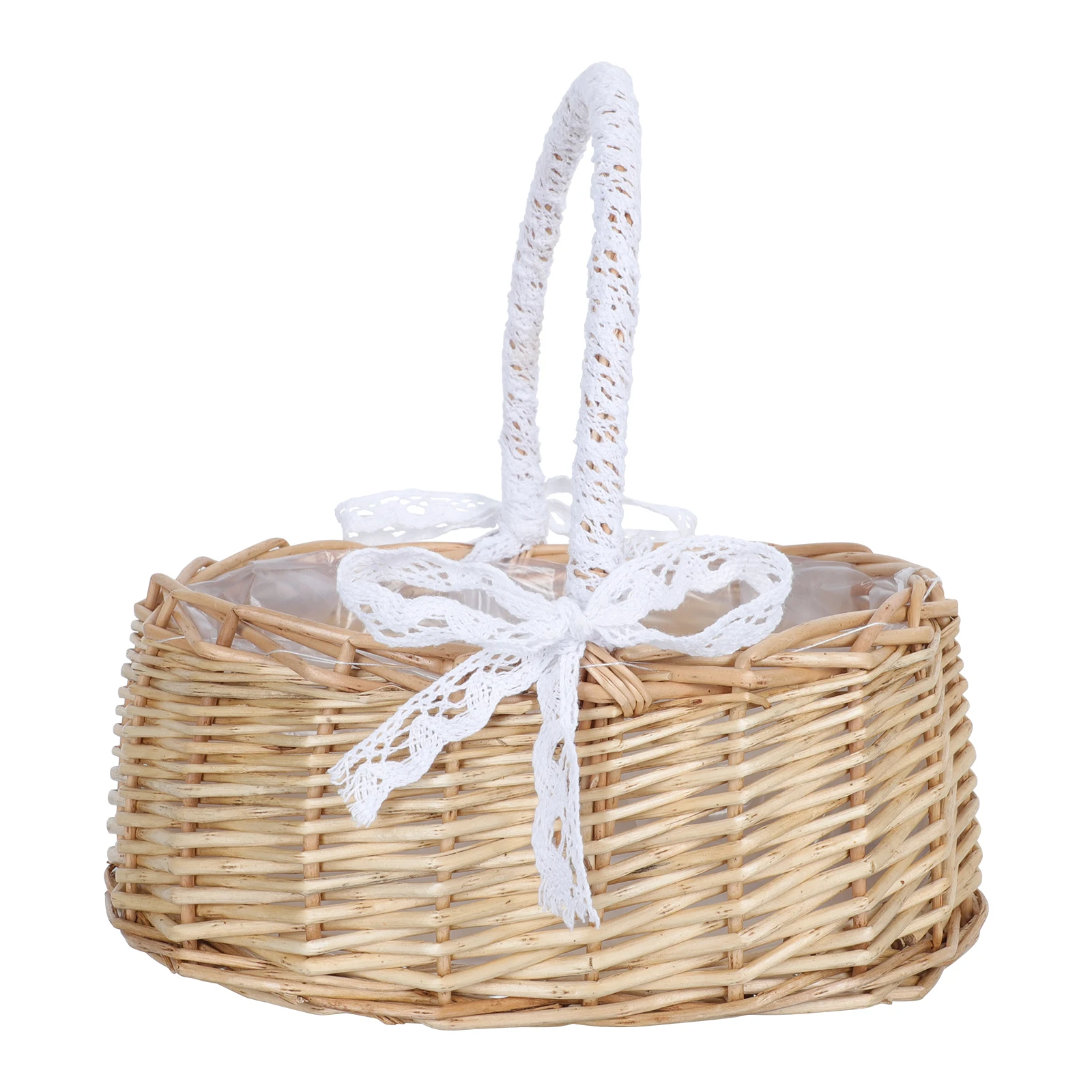 

Portable Flower Basket Handle Hamper Storage Decoration Rattan Bridal Bride Woven Baskets