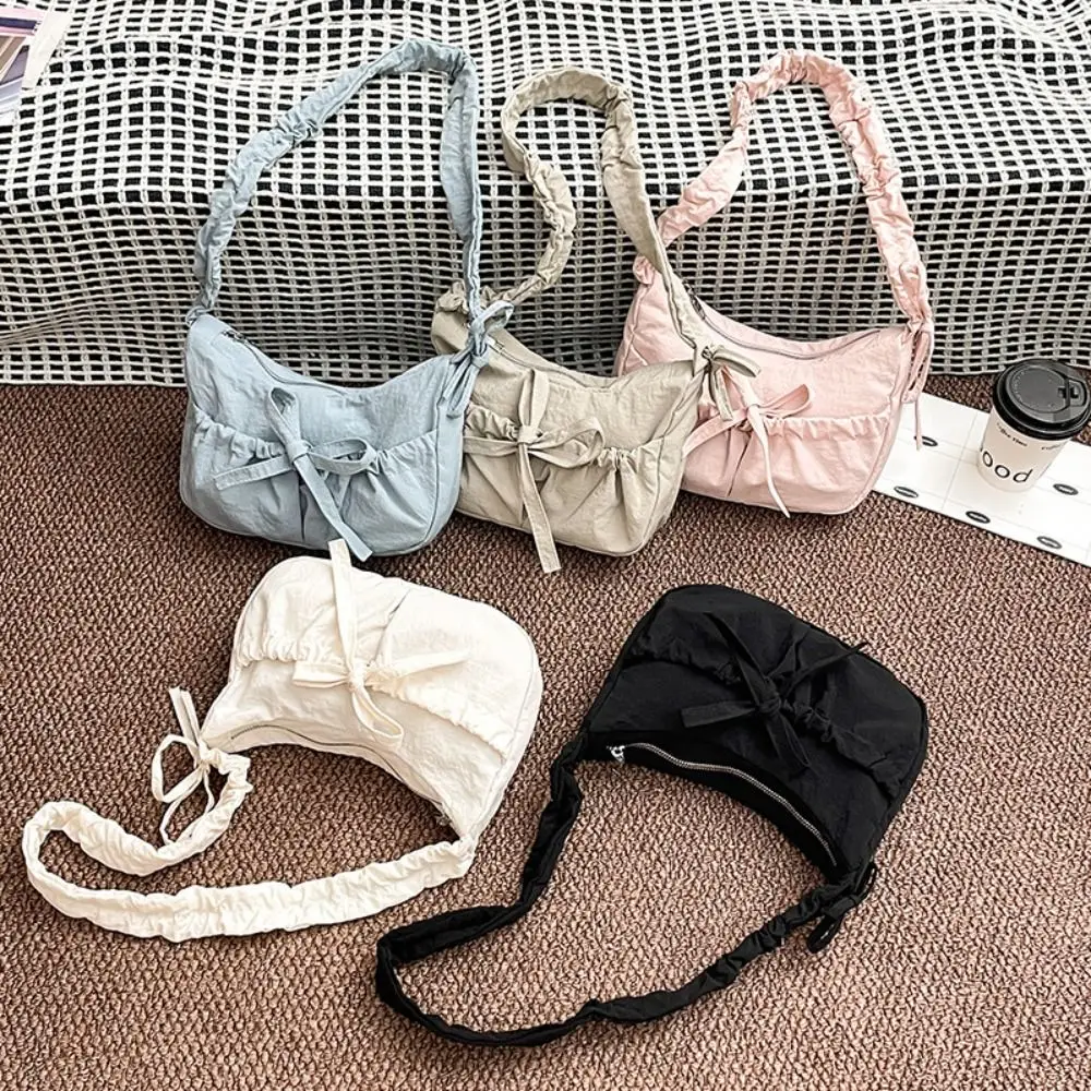 أزياء الصلبة اللون القوس مطوي حقيبة الكورية نمط الحلو مطوي حقيبة كتف سستة شيك حقيبة يد نسائية سيدة