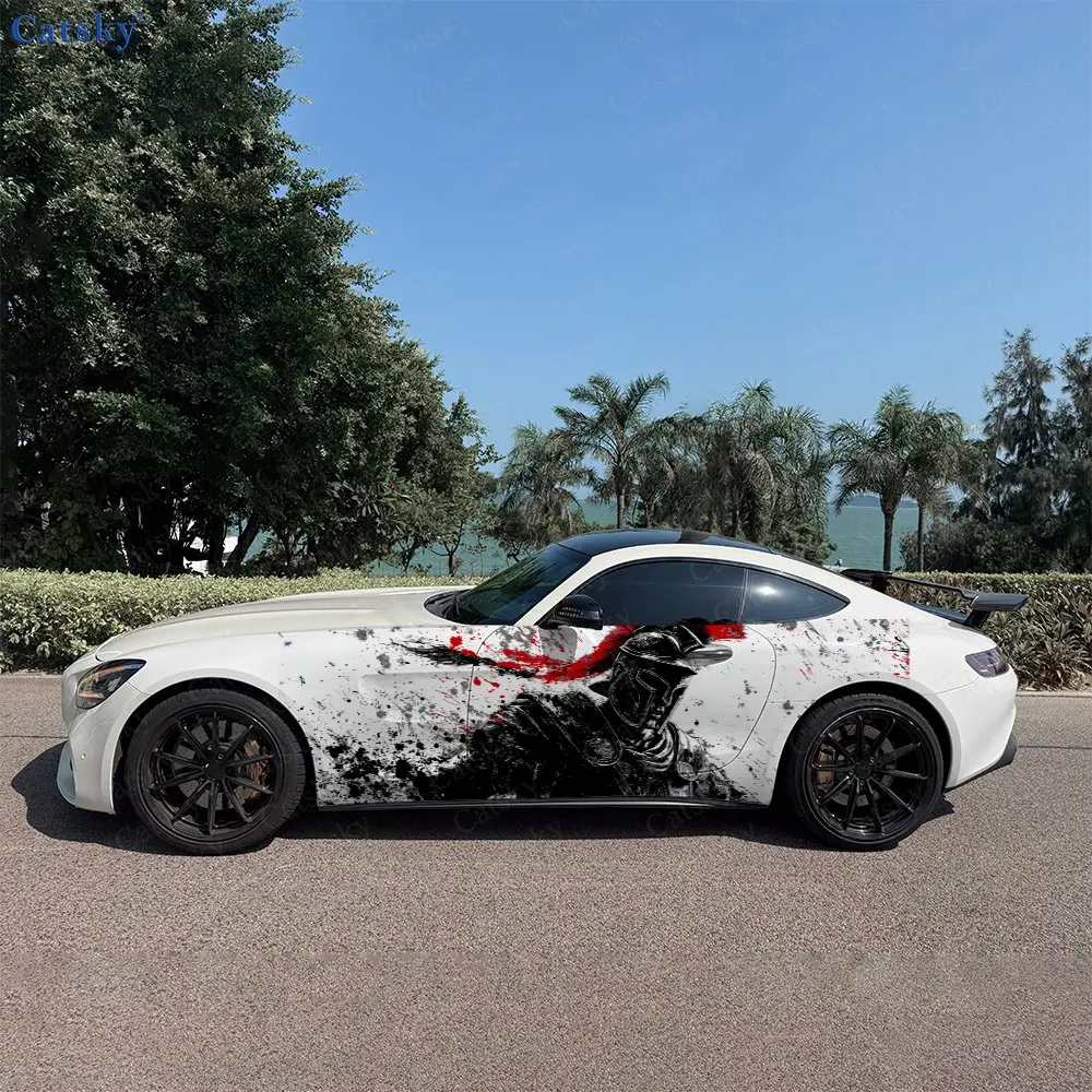 

2pcs Iron Blood Spartan Car Side Wraps, Self-Adhesive PVC Waterproof & Scratch-Resistant Stickers, Car Accessory Gift
