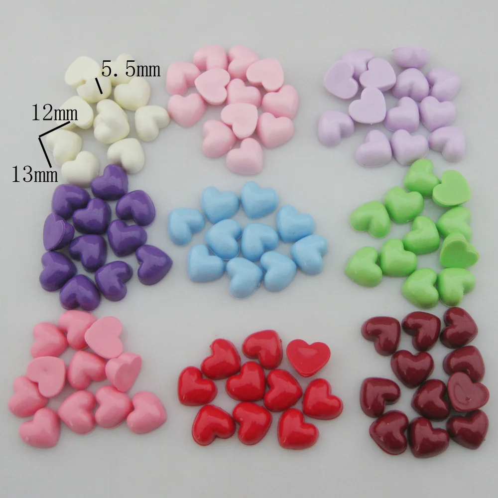 NBNOWE 13MM Fat Heart Buttons Resin Flatback Mixed 100Pcs Colorful Stuff DIY Handmade Hairclip Accessory