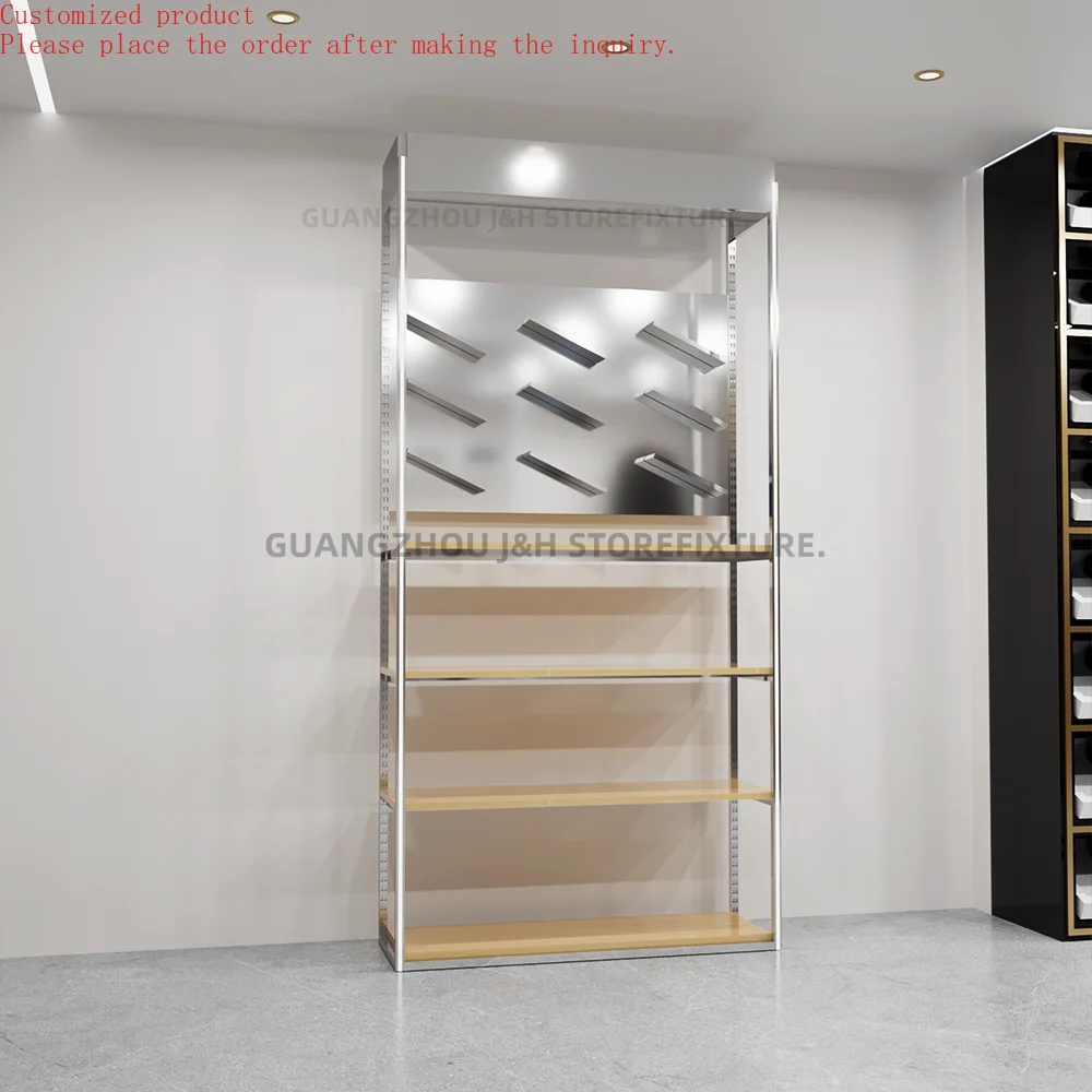 

Fashion Design Customized OEM Texture Shinny Gold Metal Design Metal Sneaker Shoe Store Display Racks for Clothes Shop