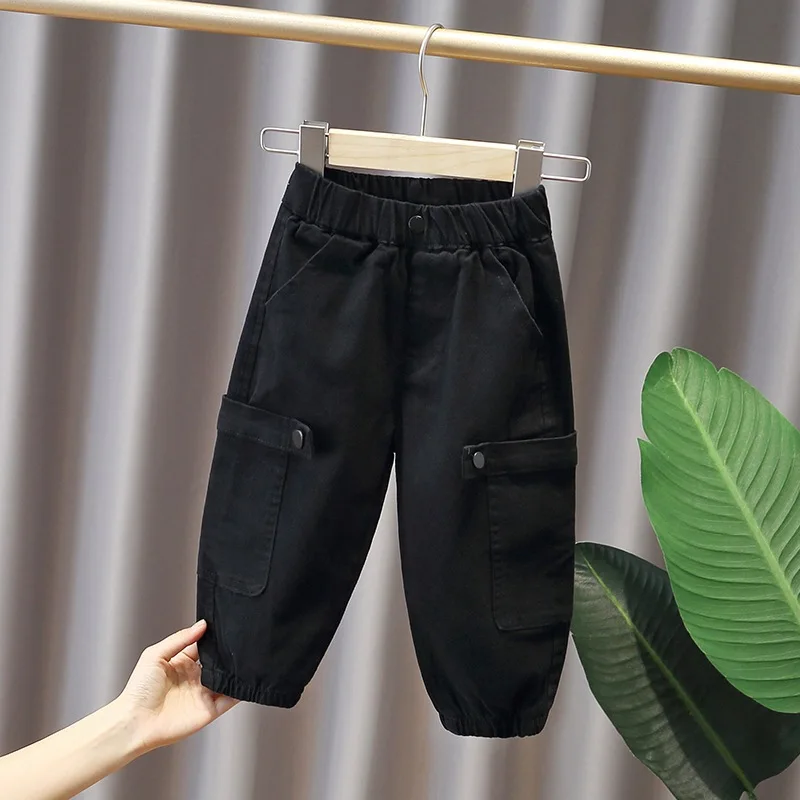 Spring Autumn Children Cargo Pants Boys Sweatpants Cotton Multi-Pocket Babys Boys Jogger Pants Elastic Waist Toddler Boys Pants