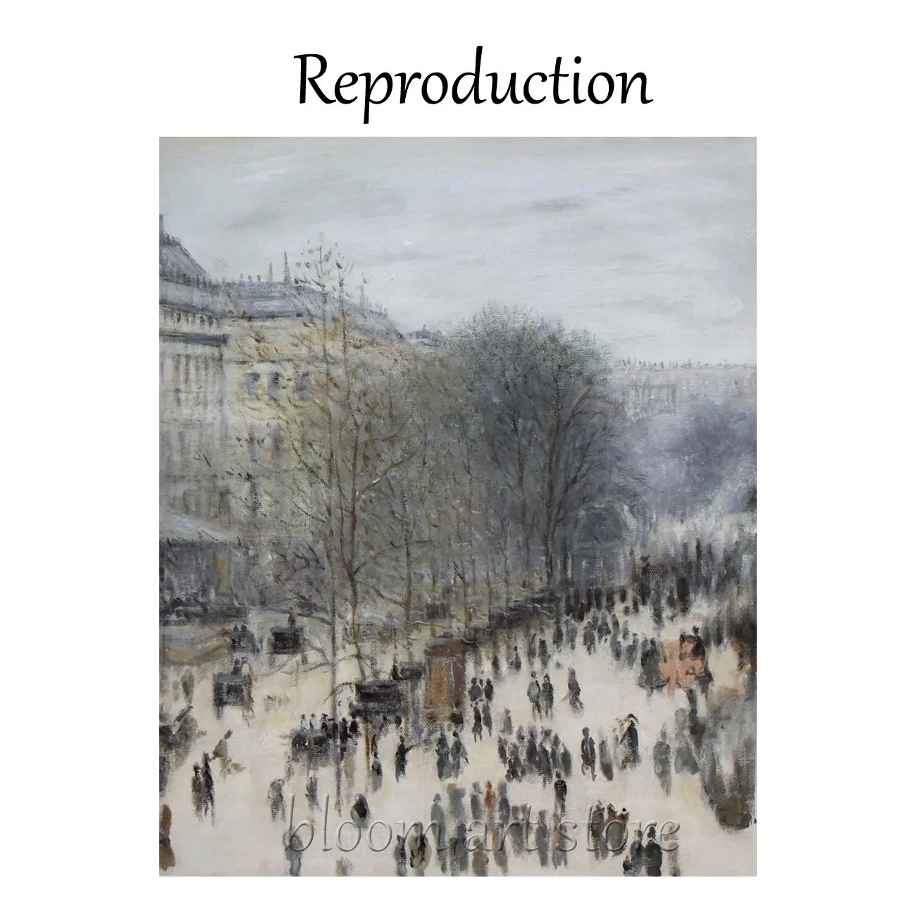 Claude Monet Boulevard of Capucines Painting - Handmade Cityscape Oil Canvas,Paris Street Scene Wall Art for Living Room Decor