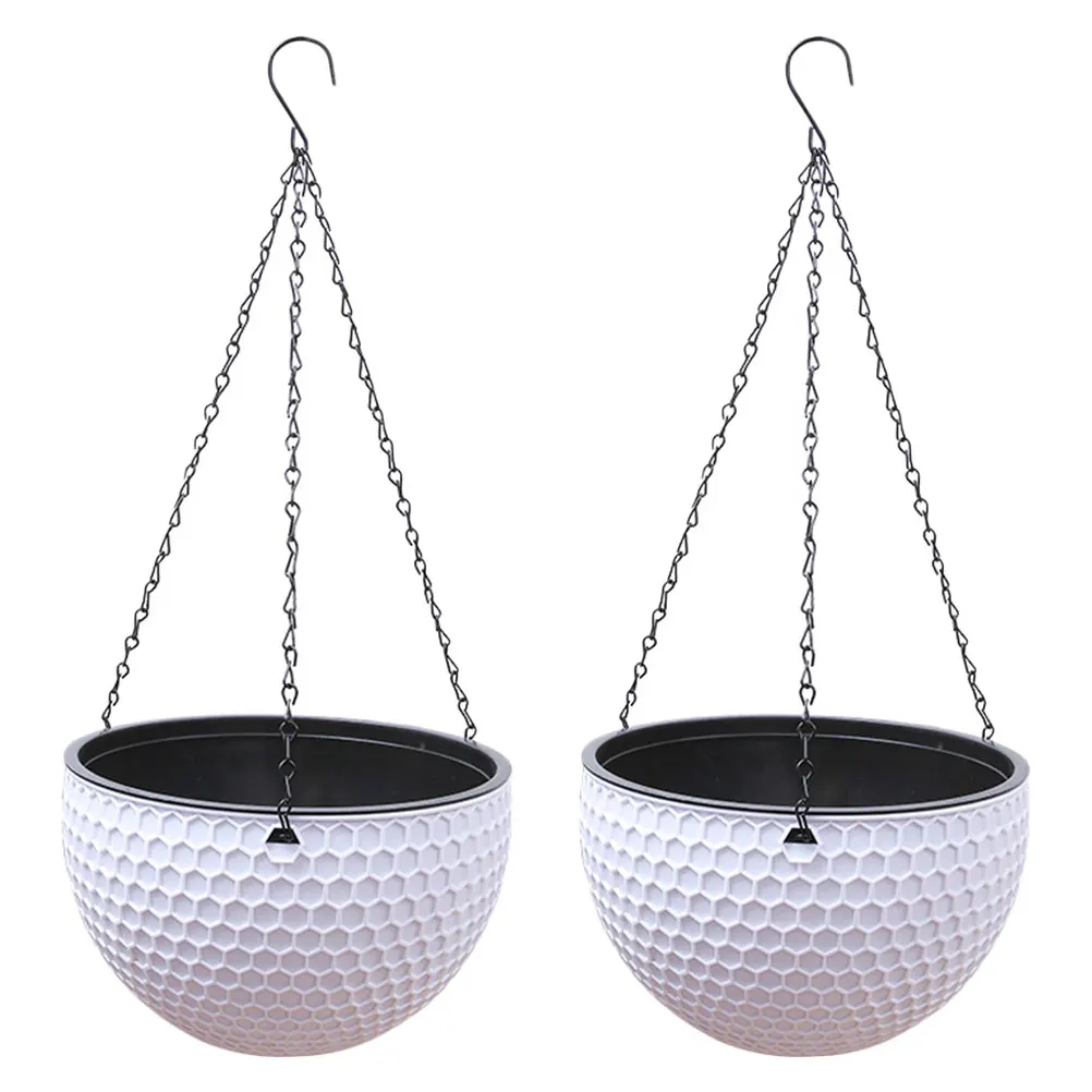 

2 pcs Hanging Flower Pot White 16 5CM Planters for Balcony Garden Decoration Modern Style Suspended Baskets