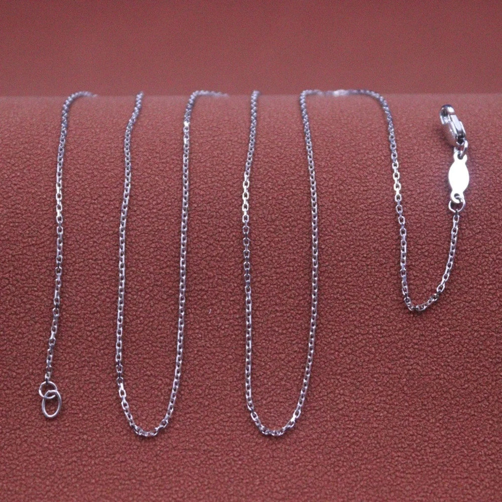 

Real Pure Platinum 950 Chain Women Lucky 0.9mm Long O Link Necklace 2.3g /45cm