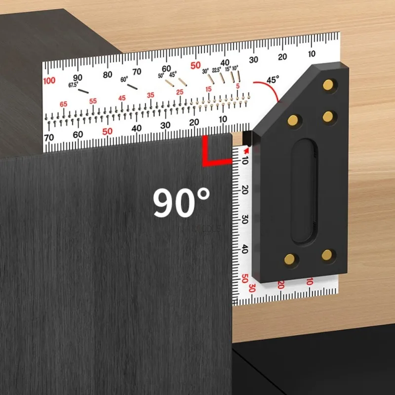 10-30cm 90 degrees Right-angle Marking Ruler Hole Location Multifunctional Stable Durable High Precision Wood Measuring Tools