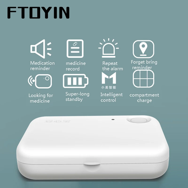 FTOYIN Bluetooth Intelligent Control Smart Pill Case Medicine Dispenser Pill Organizer Medication Reminder Forget Bring Reminder