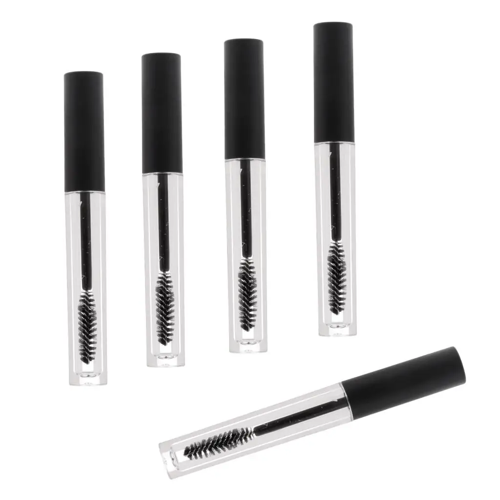 Tubes et pinceaux de Mascara vides de 5ml, 5 paquets, bouteille d'huile pour cils, applicateurs de baguette, conteneurs de maquillage pour bricolage, cosmétiques, huile de ricin