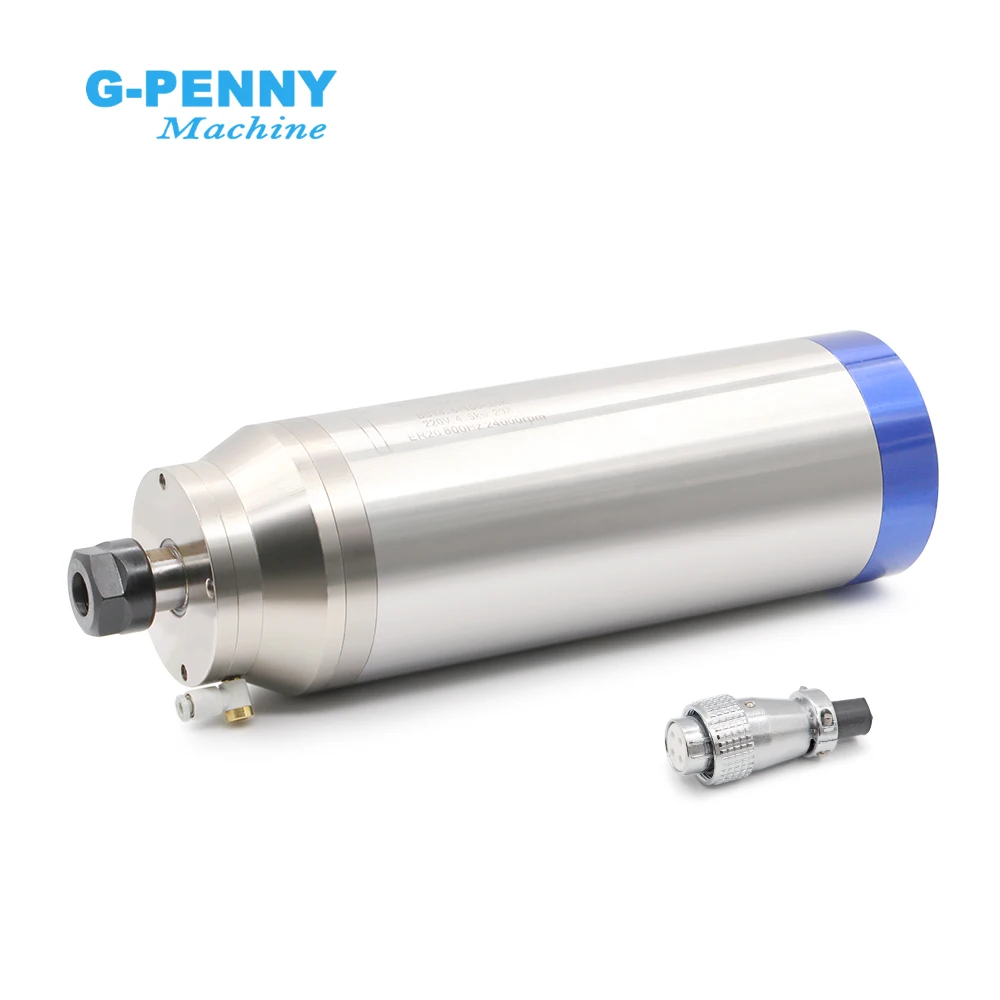 G-penny 4.5KW ER20 220v/380v Stone Working Water Cooling Spindle Motor Gas Nozzle Bullet Type 4pcs Ceramic Ball Bearings