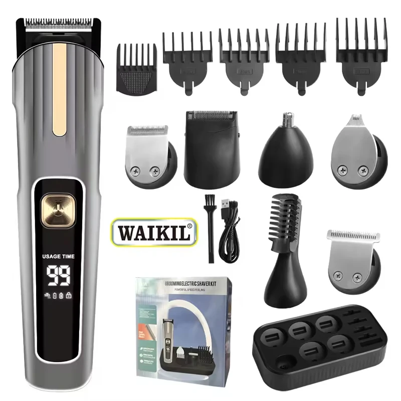 

WAIKIL Professional Men's Barber Set Multi functional Hair clipper Nose Hair Trimmer USB Charging Cordless Razor Styling Tool