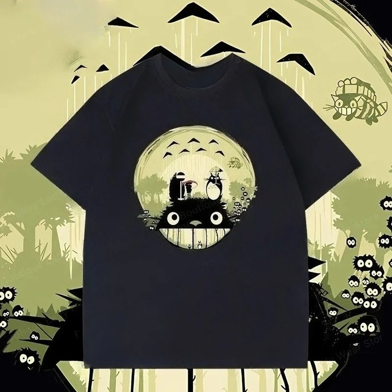 Miyazaki Totoro, marca de moda de verano, camiseta de manga corta para mujer, camiseta de manga corta estilo Y2K para parejas y mujeres