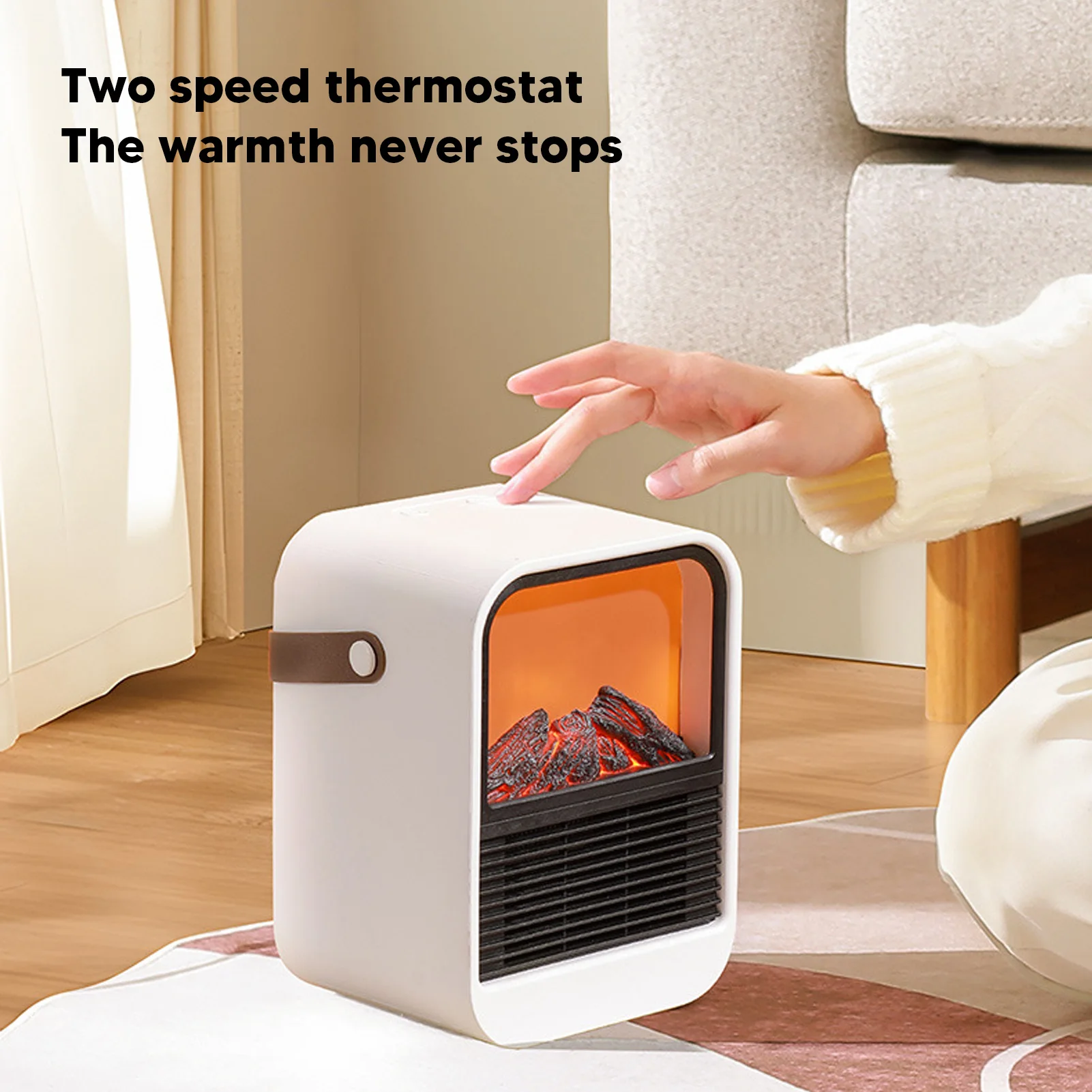 

N7 Space Heater, Electric Fireplace Heaters with Imitation Flame 1000W Overheating Protection Quiet Space Heater for Bedroom