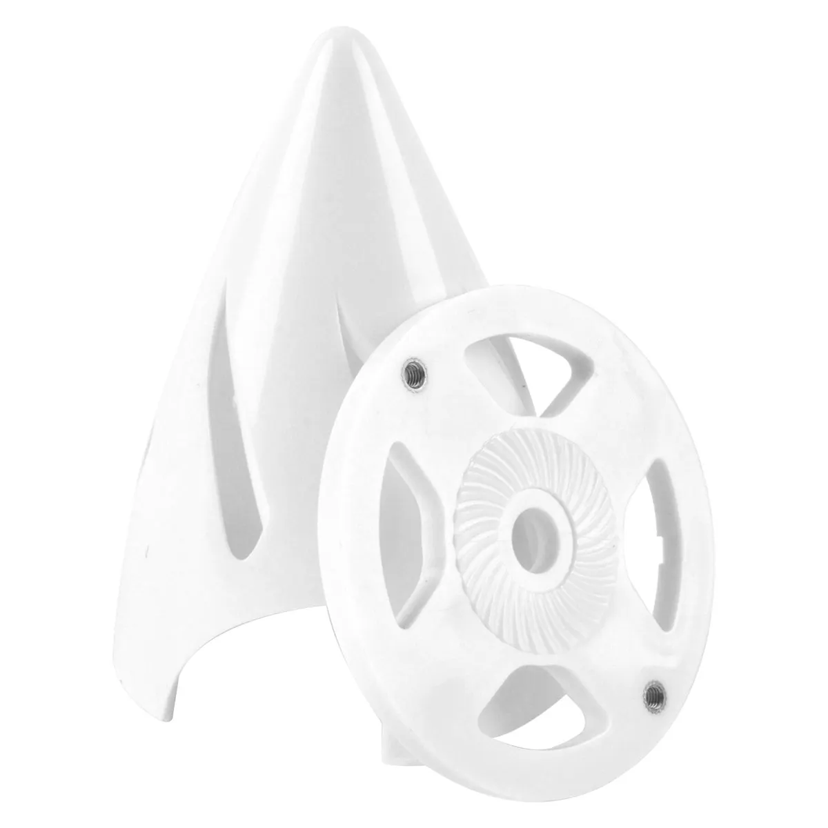 Cubierta de hélice de cono hueco de plástico blanco puntiagudo Spinner de 2,5 pulgadas 2 aberturas para modelo de avión RC