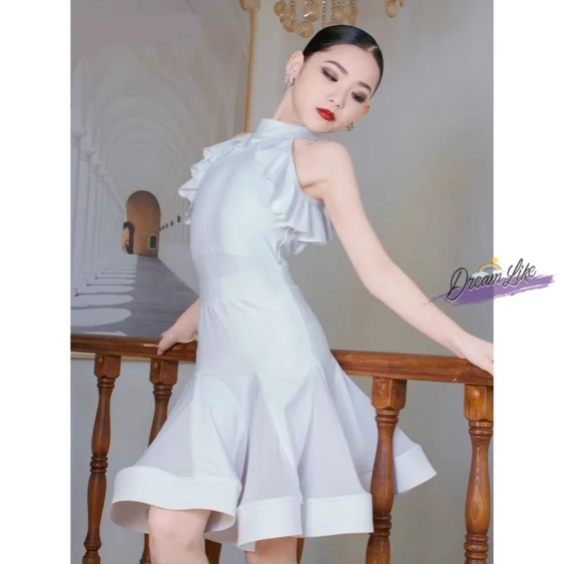 

Latin Dance Dress 2024 New Summer Children's Performance Practice Dress for Girls Latin Dance Big Skirt Internet Celebrity