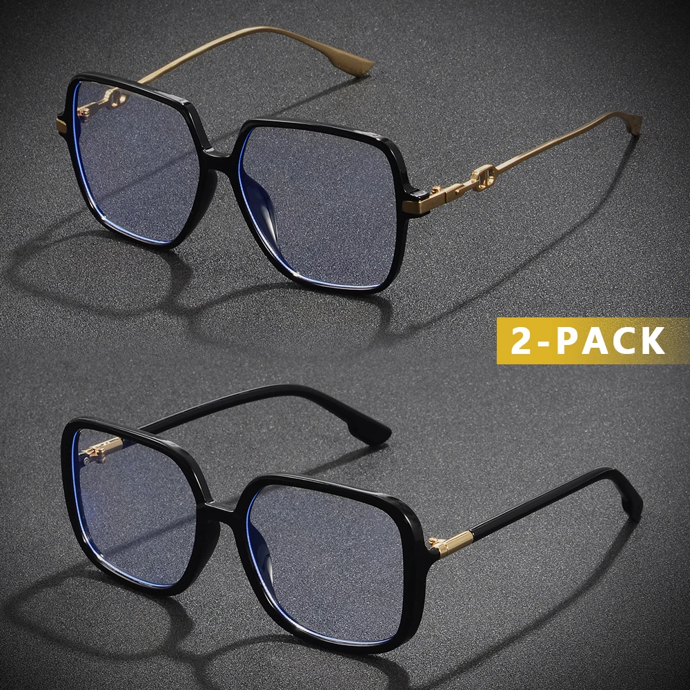 CRIXALIS 2Pcs Platz Casual Mode Anti Blaues Licht Gläser Für Frauen Und Männer Marke Designer Unisex Transparente Linse Gläser