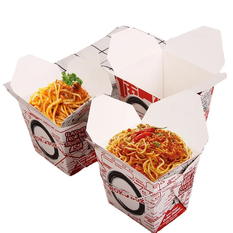 Disposable printed instant noodles pasta square bottom packing box, portable noodle cup