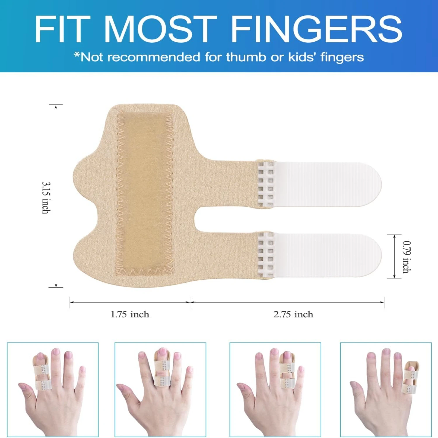 Comfortable, flexible, and durable set of 6 adjustable finger splints for broken fingers. Ideal for arthritis stabilization and