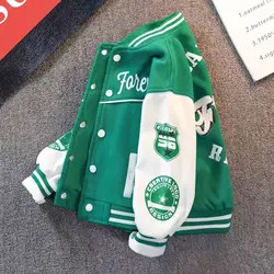 Children's Spring Autumn Coat 2024 New Boys' Baseball Coat Medium size Children's fashion Letter Cardigan Sports Top 4-14Y