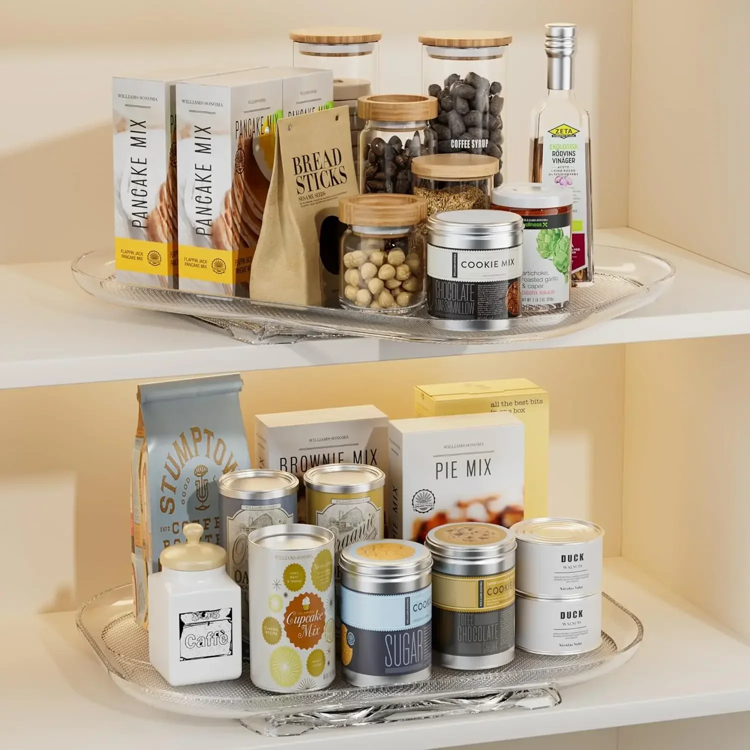 2Pack Rotating Rectangular for Cabinet, Pantry, Kitchen, Countertop, Table, Fridge Organizers and Storage, Clear, 15.67''x11.7''