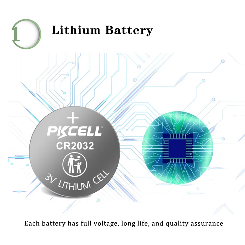 50 Uds PKCELL CR2032 batería pila de botón DL2032 ECR2032 5004LC KCR2032 BR2032 KL2032 SB-T15 baterías de litio de 3v