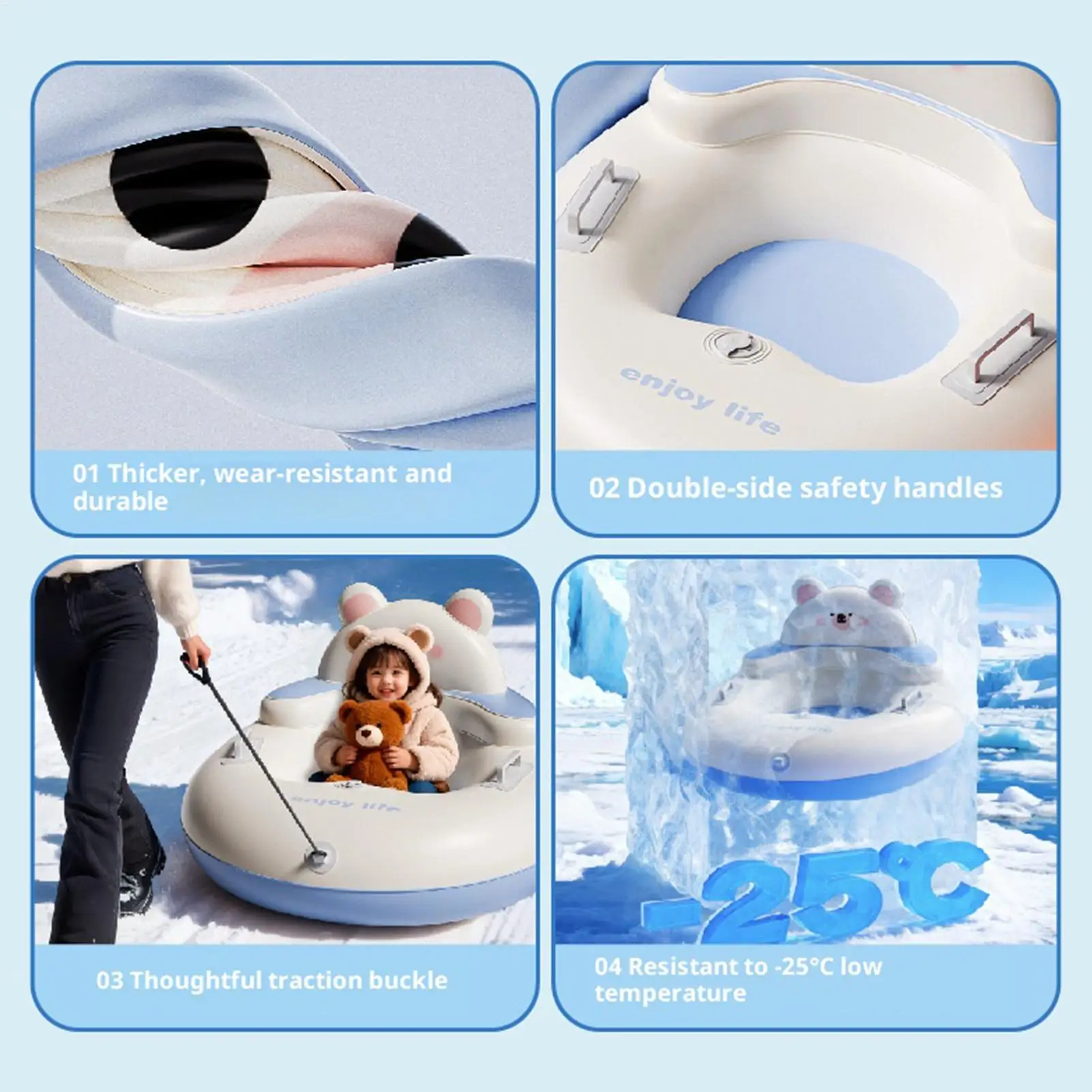 

Снежная трубка, утолщенная надувная зимняя лыжная игрушка, зимняя трубка с ручкой для детей и взрослых, семейные лыжи, спорт на открытом воздухе, заднего двора