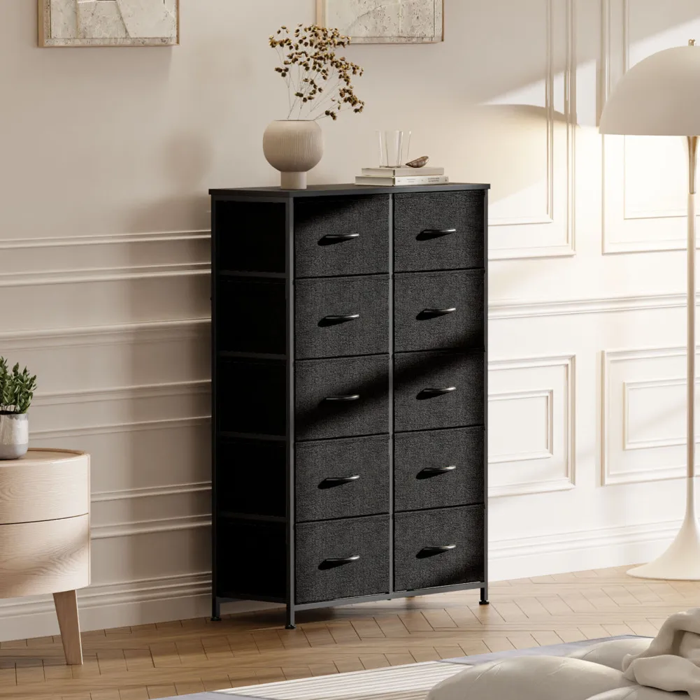 

Cloth Dresser Drawer Dresser Chest Of 10 Drawers With Fabric Bins Metal Frame Wood Tabletop For Living Room Kids Room