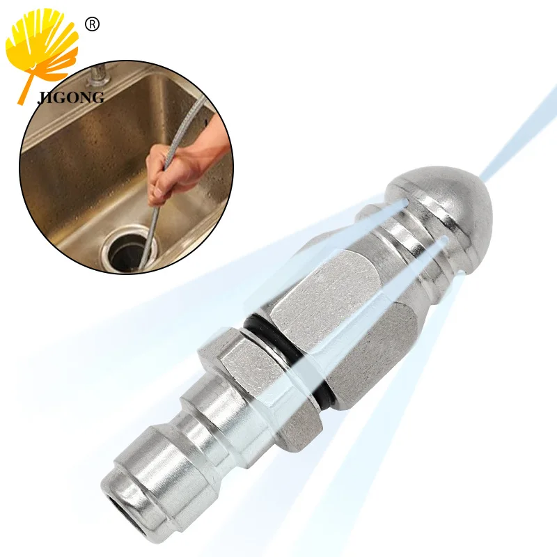 Pipeline dredging nozzle Sewer cleaning Stainless steel high pressure nozzle 1/4 front and rear six water mouse head