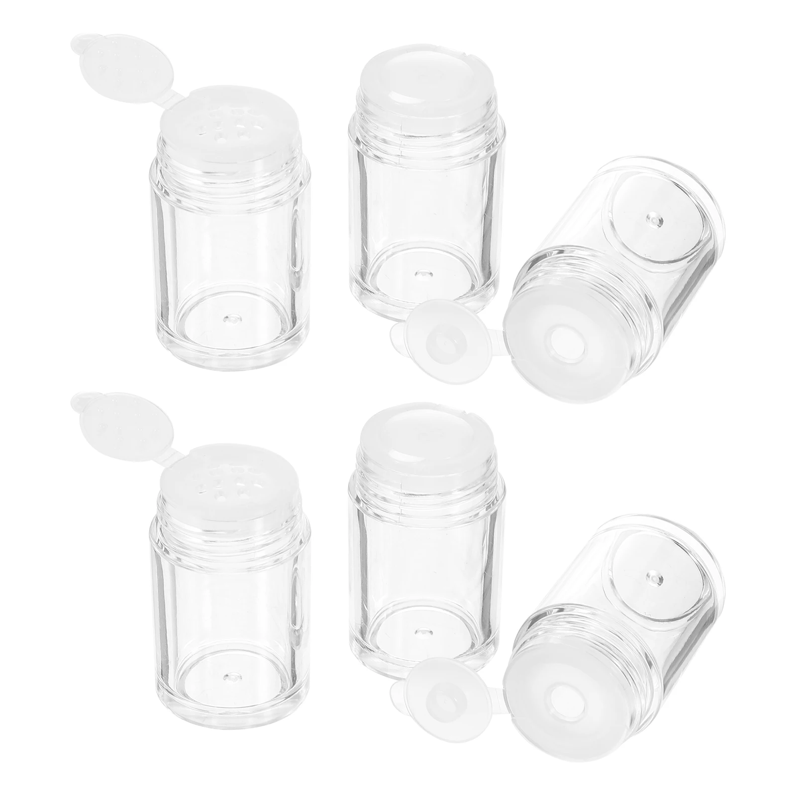 

6pcs Empty Loose Bottles Portable Powder Containers Refillable Beauty Tools For Foundation Glitter Open Hole Design