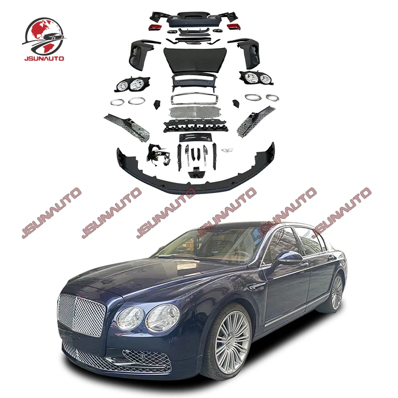 Old To New Body Kit For Bentley 2005-2012 Flying Spur To 2017 Style Modification Front Lip Headlights Rear Bumper Side Fenders