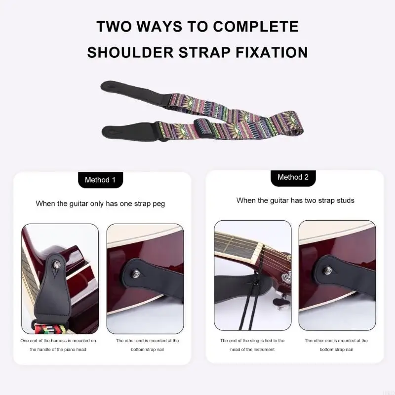 Adjustable Guitar Strap with Leather Ends Shoulder Belt Electric Guitar Strap Belt Shoulder Pad Comfortable to Wear 