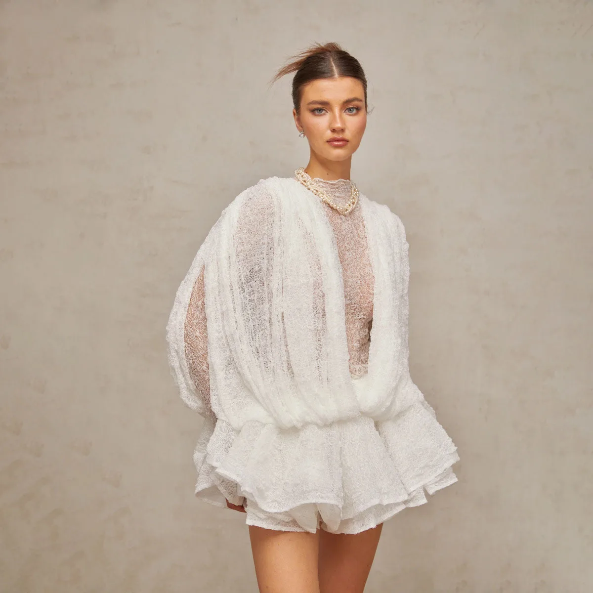 فستان KWTX 2026 جديد أنيق ومثير للربيع والصيف وخصر مكشكش شبكي للحفلات والمكتب ملابس الشارع الفاخرة