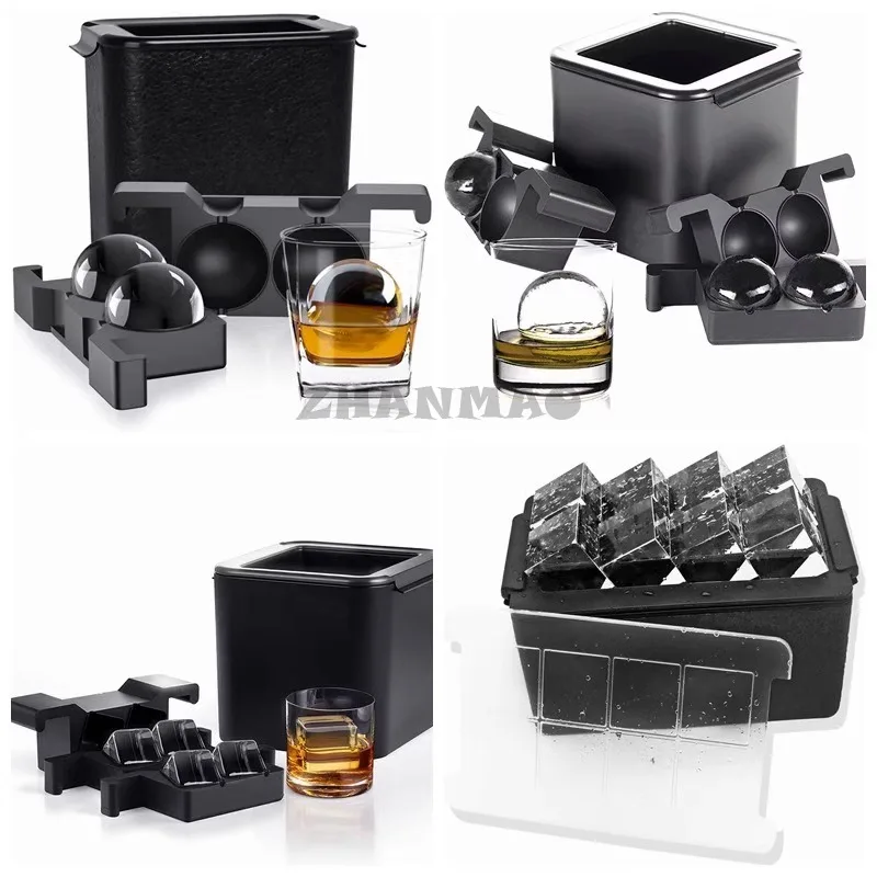 

High Transparency Bubble Free Ice Hockey Square Diamond Ice Grid Production Bar Whiskey Specific Silicone Large Ice Cube Mold