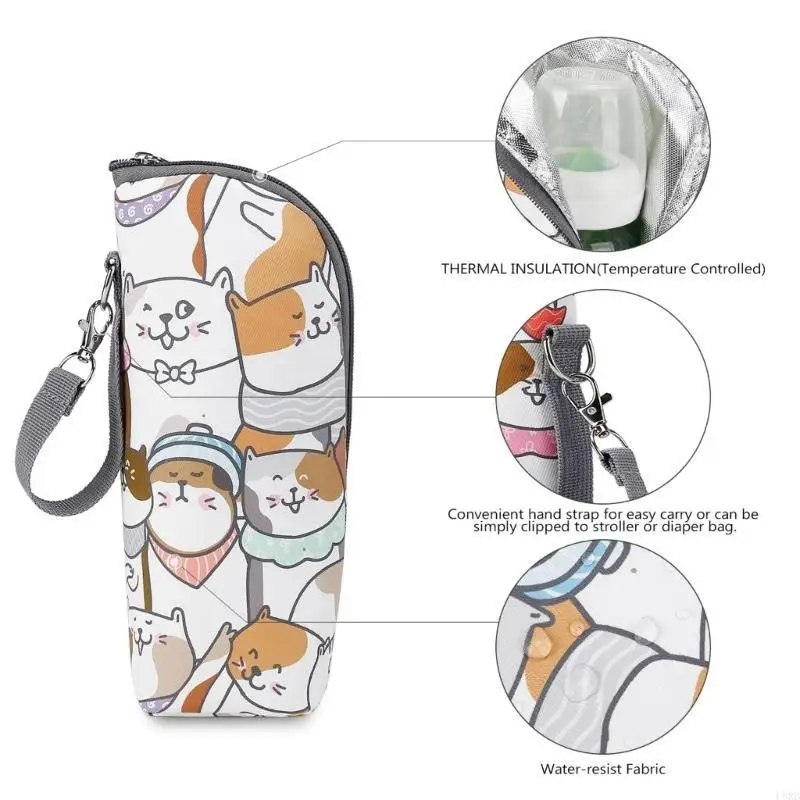 Túi đựng bình sữa cách nhiệt bằng vải Oxford tiện lợi cho bé ăn trong chuyến đi L8RB
