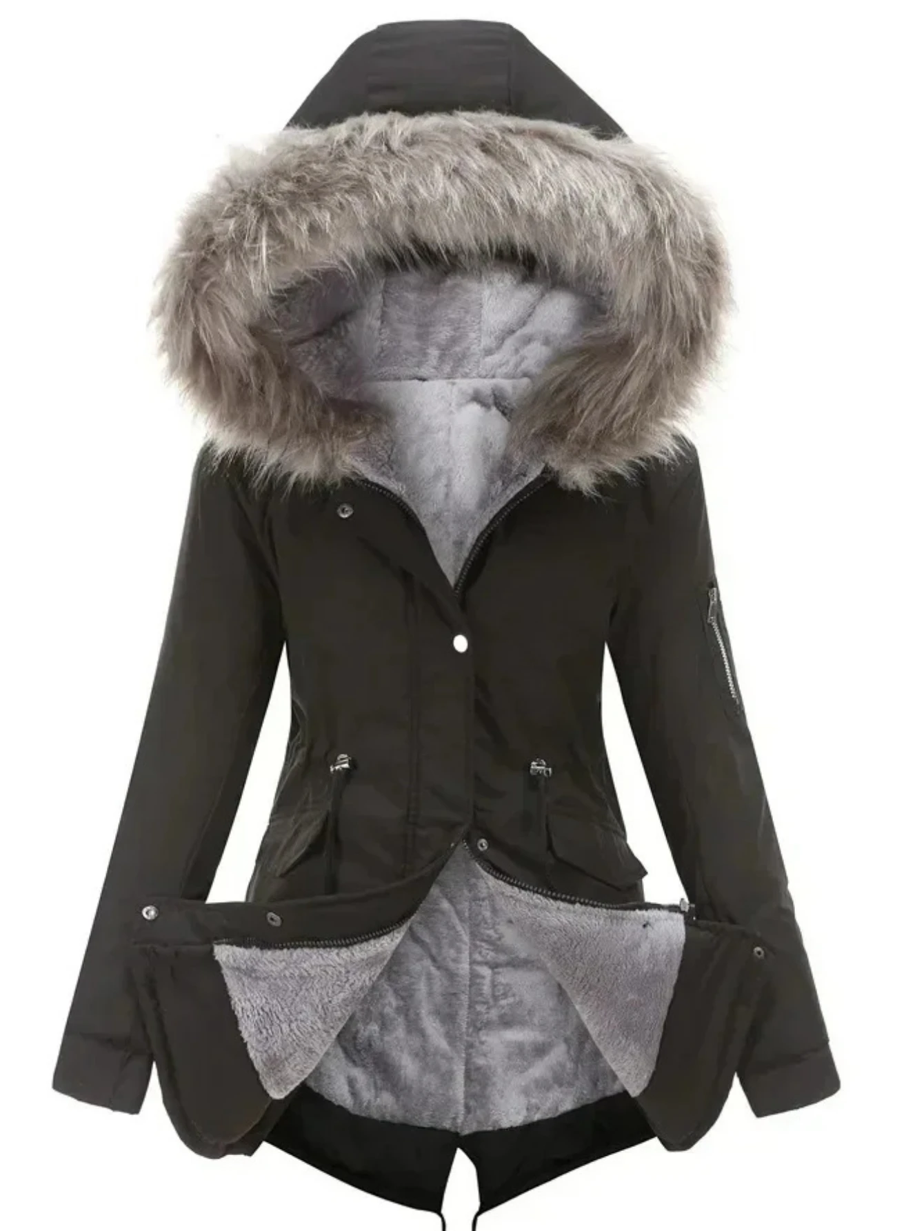 

Зимняя куртка женская, длинное пальто, парка с капюшоном, женская одежда, цвета: армейский зеленый, красный, серый, черный, темно-синий