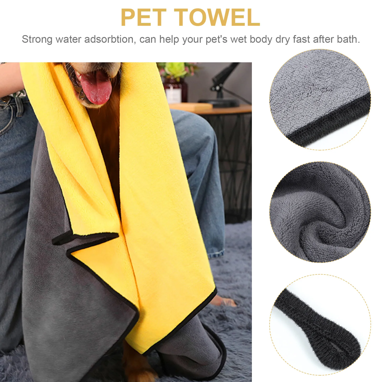 

1pc Fast-Dry Pet Bath Durable Dog Towel Strong Water Absorption Machine Washable Soft For Small Medium Large Dogs Cats Pet