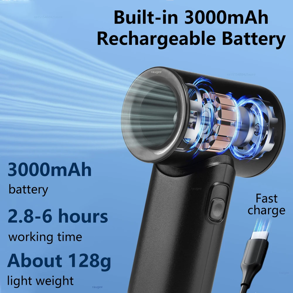 مروحة تربو صغيرة محمولة باليد، مروحة جيب صغيرة لاسلكية قابلة لإعادة الشحن عبر USB مع 5 سرعات، مروحة محمولة للسفر/المنزل/المكتب