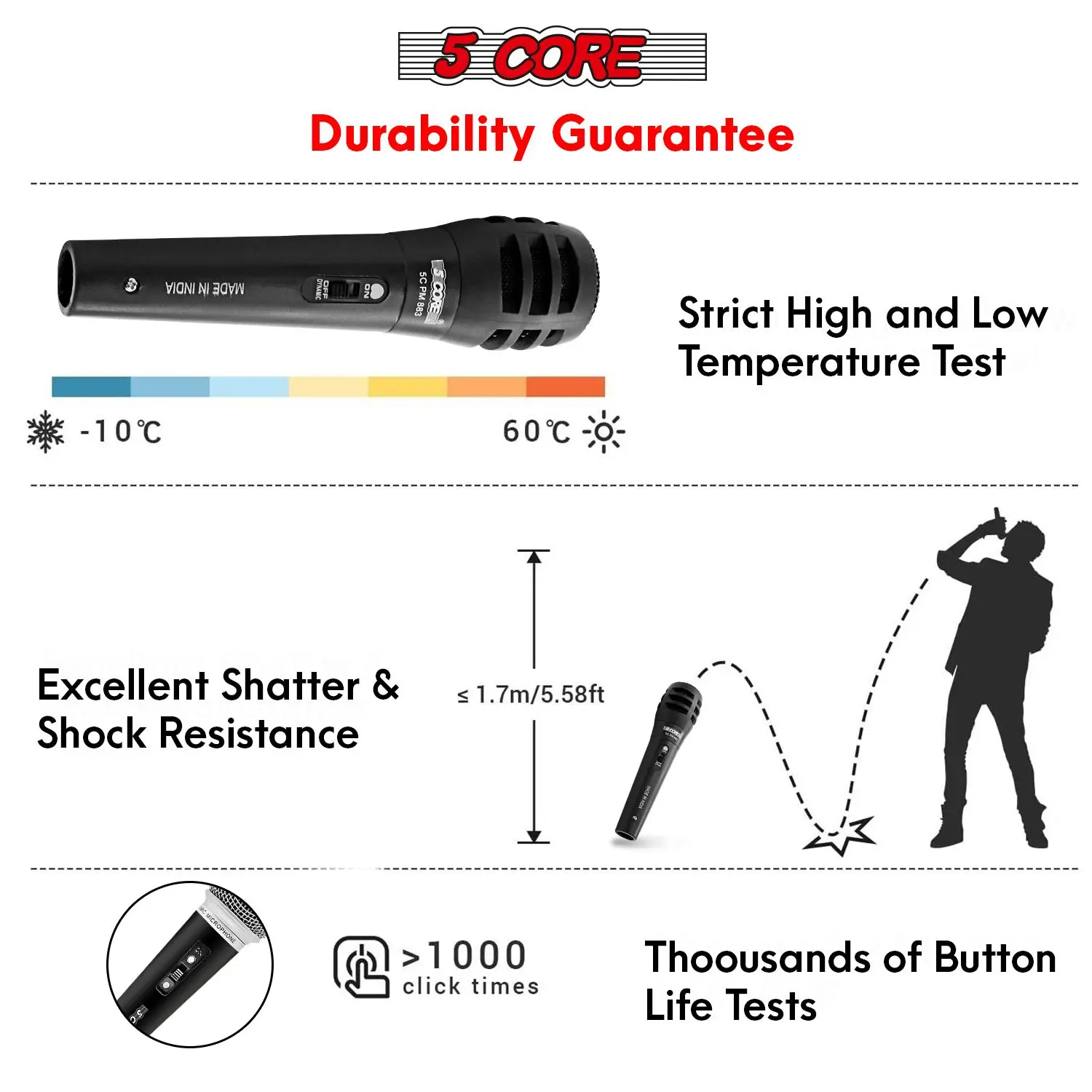 Microfoon Dynamische vocale handmicrofoon Cardioïde unidirectionele microfoon met aan-uitschakelaar + XLR-audiokabel voor zingen
