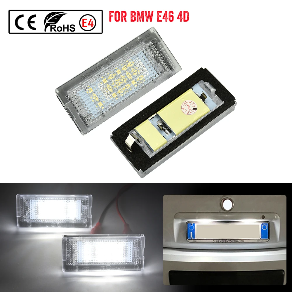 

2x LED License Plate Light Lamp Cold White CANBUS Car No Error For BMW 3 Series E46 4D 1998-2003 5D Touring 1998-2005