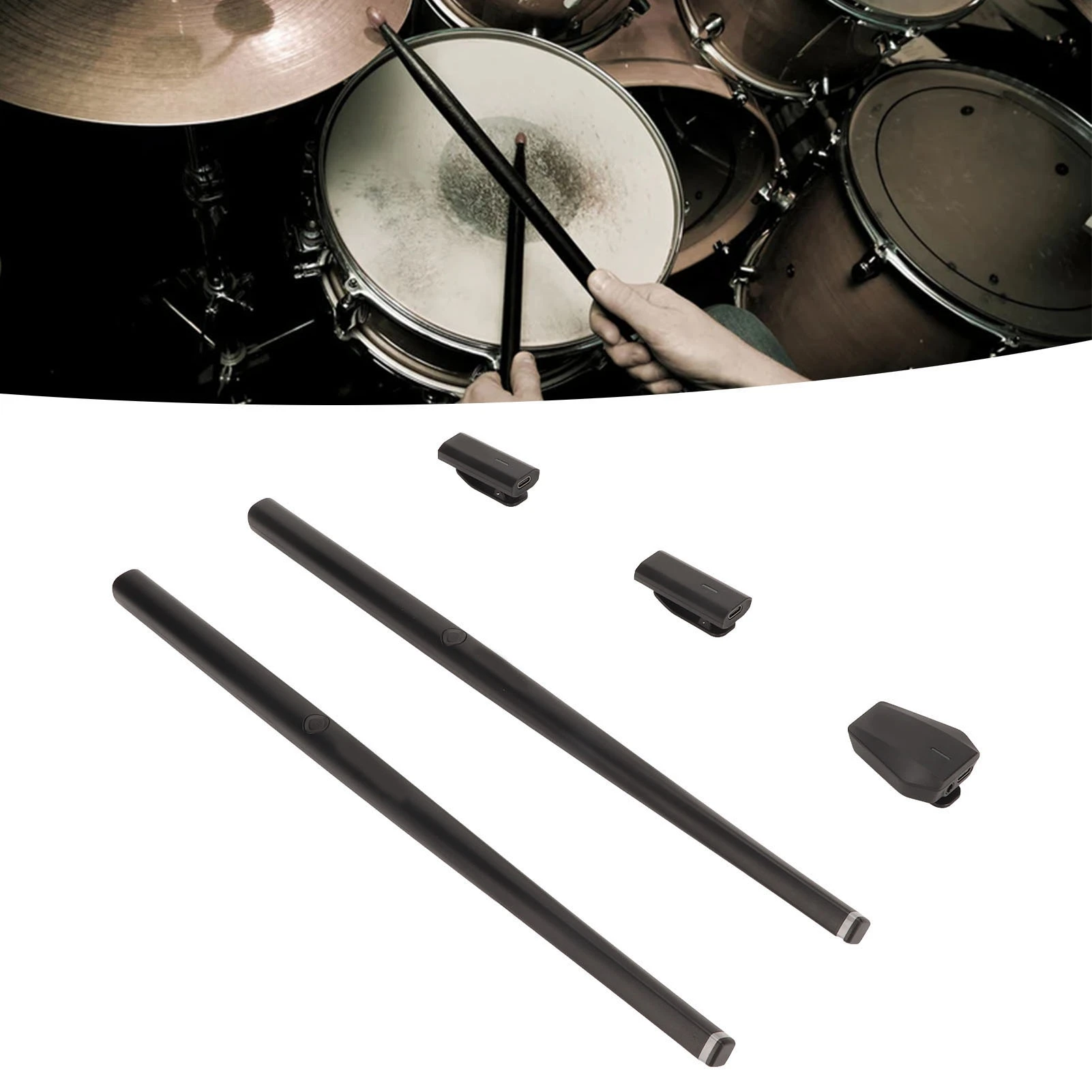 Air Drum Sticks Set Stand Adapter 2 Modes Simulation MIDI Support Drum Console Virtual Drum Set with Lessons for Beginners