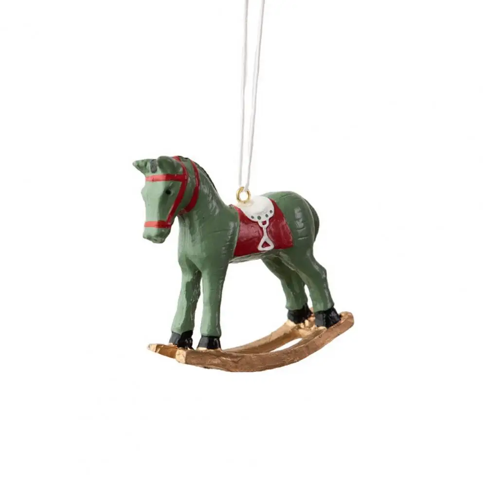 Vintage Christmas Ornaments 3d Cartoon Horse Resin Ornament for Christmas Tree Retro Holiday Decoration New Year for Christmas