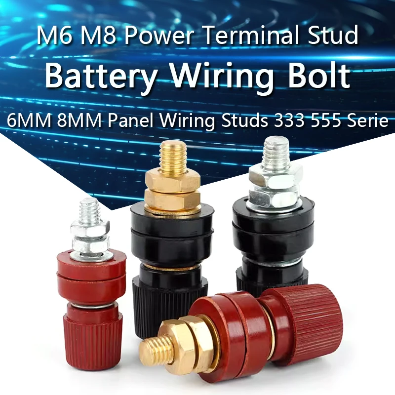 

Battery Wiring Bolt M6 M8 Power Terminal Stud 100A 200A 300A 6MM 8MM Panel Wiring Studs 333 555 Series Copper Bolts and Screws