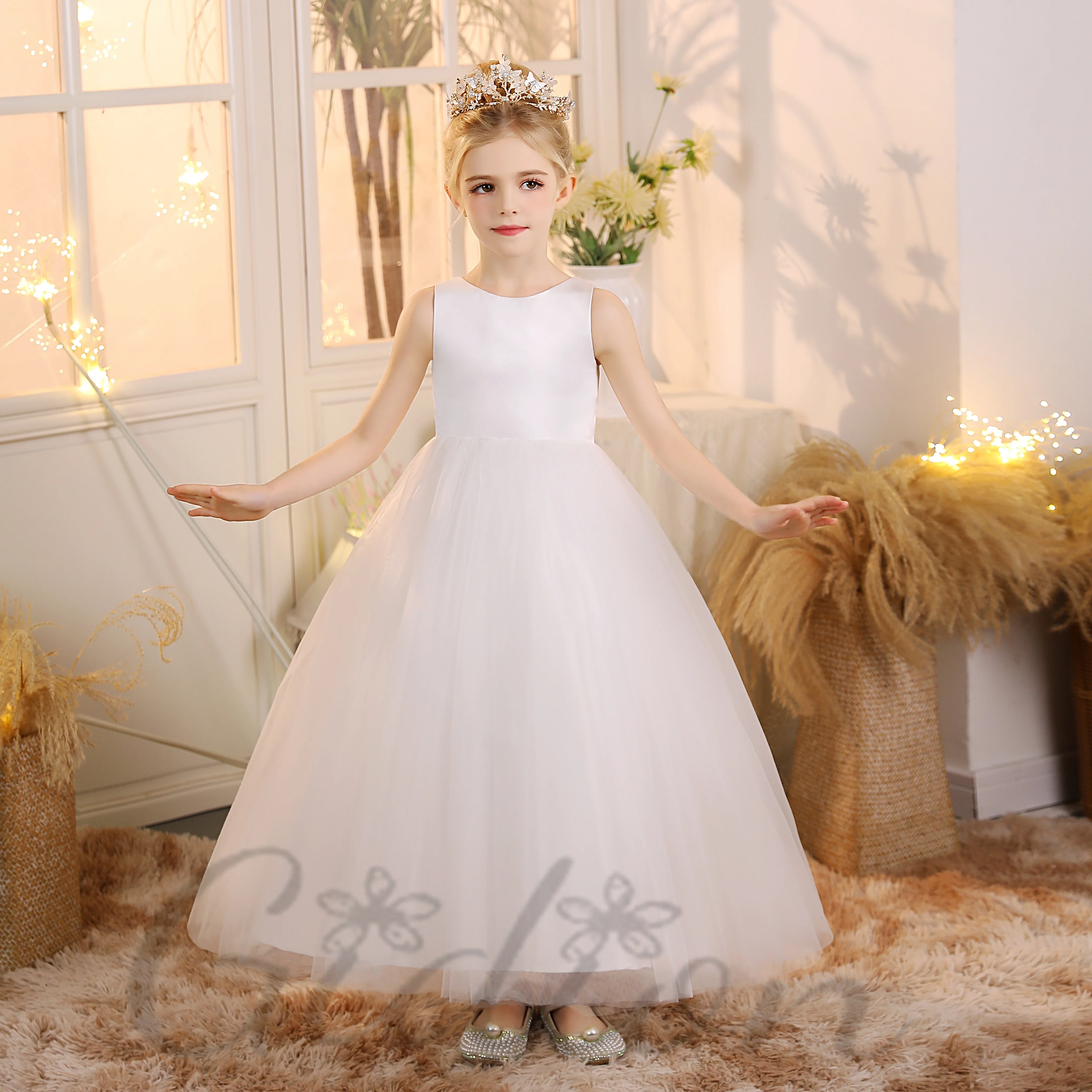 

Princess Flower Girl Dress For Kids Wedding Ceremony Choir First Communion Banquet Prom Night Pageant Event Party Celebration