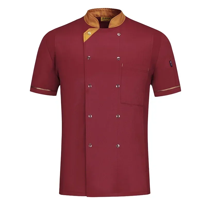 Veste de chef à manches courtes pour hommes et femmes, manteau de cuisinier, maille respirante, uniforme de restaurant, vêtements de cuisine Chamonix