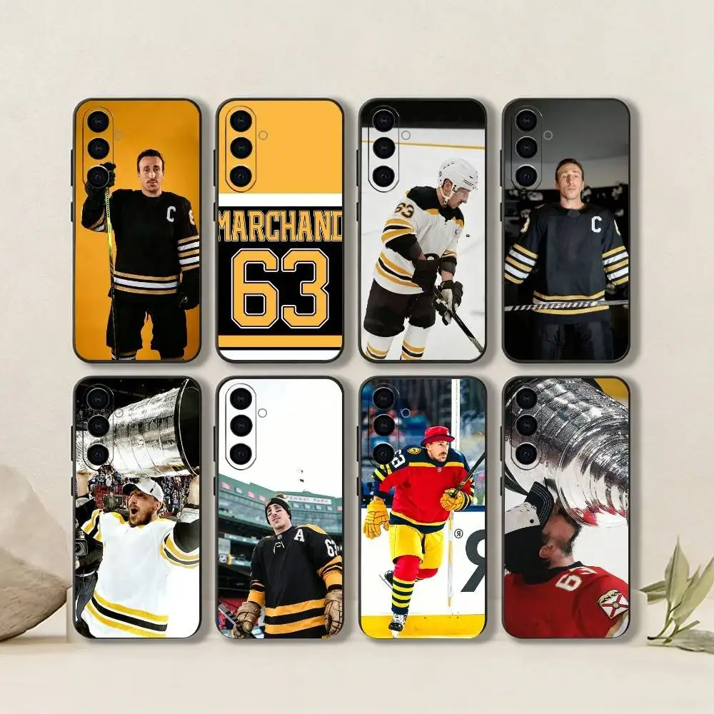 Funda de teléfono deportiva Brad Marchand-Canada-Left Forward-Ice Hovkey para Samsung Galaxy A73,A72,A71,A70,A53,A52,A51, silicona suave, color negro