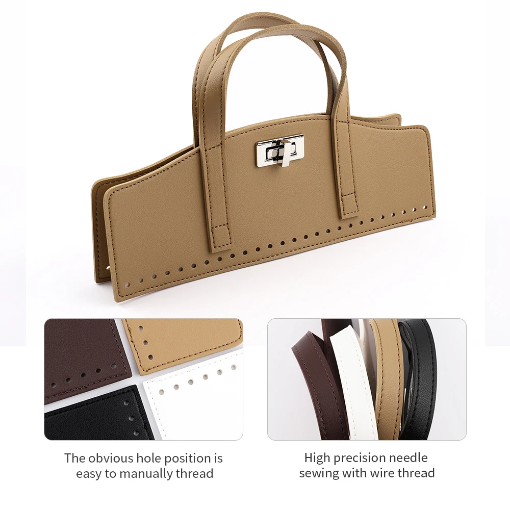 New Solid Color PU Leather Handbag Handle With Silver Buckle Handmade Replacement For Women's Handbag DIY Bag Accessorie