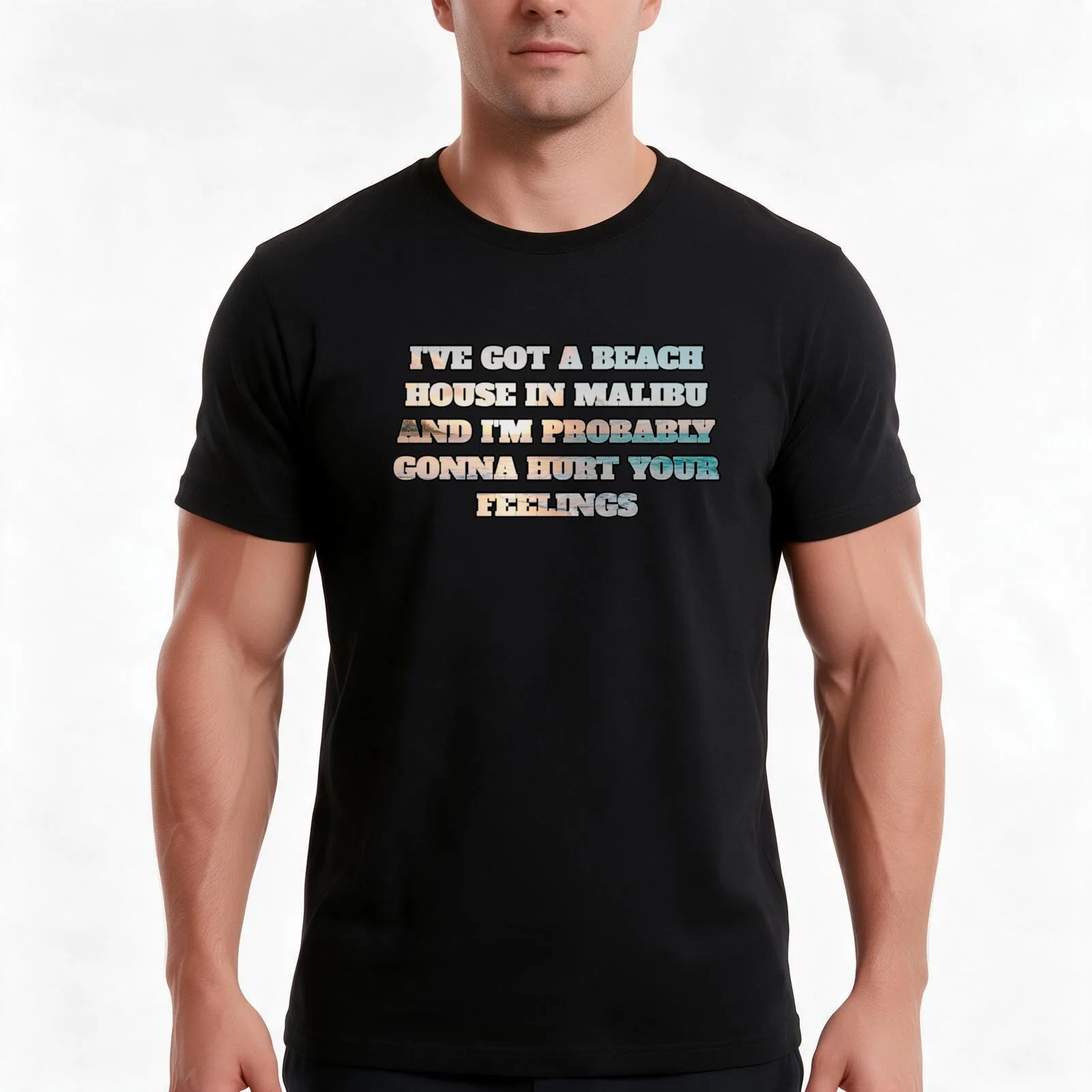 Ive got a beach house in Malibu T-Shirt, Summer Casual Cotton Tee, Oversized Streetwear Tops, Vintage Graphic Print, 100% Cotton
