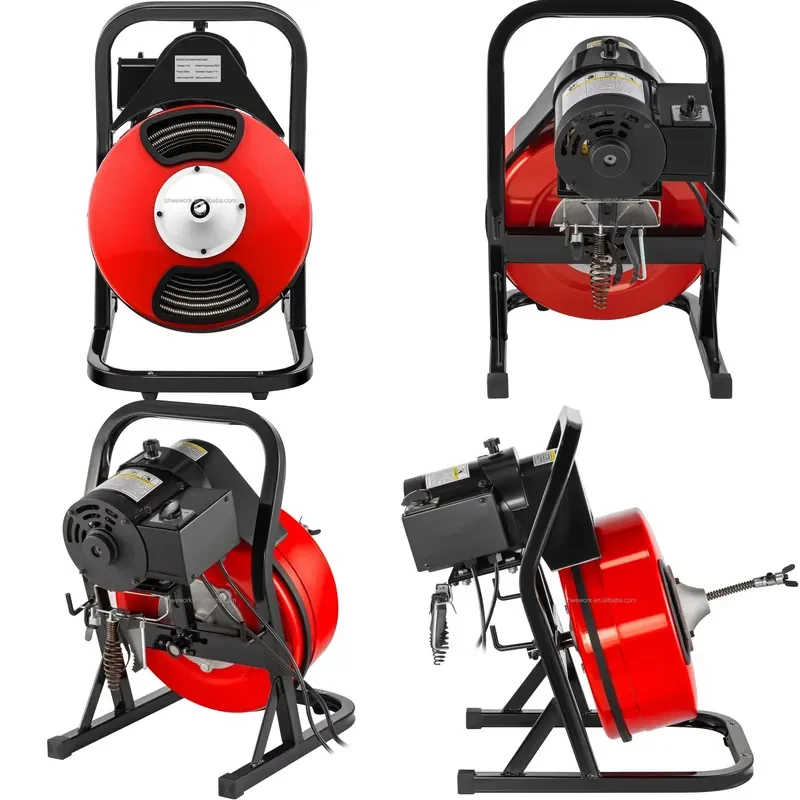 Brand For WeWork 50FTx1/2Inch Drain Cleaner Machine Electric Drain Auger with 4 Cutter & Foot Switch Sewer Snake Drill Drain