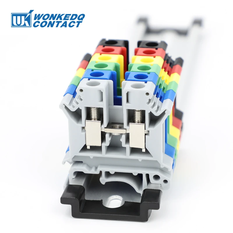 10Pcs UK 6N Screw Feed-through Wire Connector UK 6 mm² Universal Plug Multi-Color Electrical DIN Rail Terminal Block UK6N