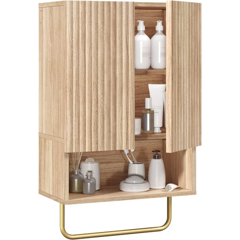 

Bathroom Wall Cabinet, Wall Mounted Medicine Cabinets with Towel Bar & Adjustable Shelf, Over The Toilet Space Saver Storage Cab