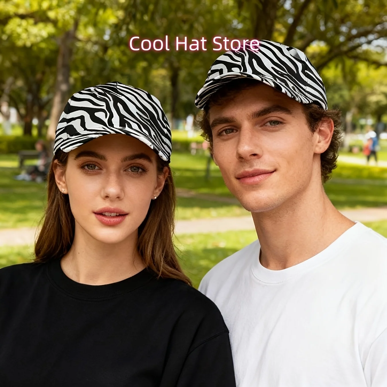 1pc, Vintage Inspired, Stylish Women's Zebra Print Cap, Casual Outdoor, Adjustable, Breathable,, Trendy Sporty, Perfect for Coup